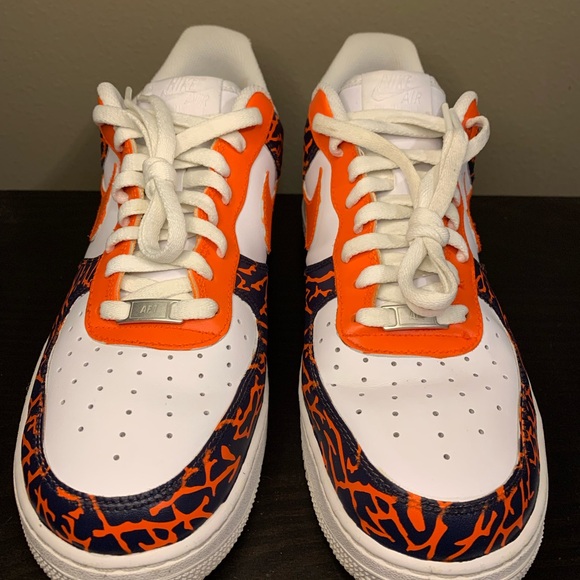 Nike Air Force 1 '07 Low, CW2288-111, Custom Orange Navy Blue, Men's Size 13 - Picture 4 of 11